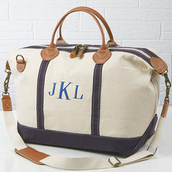 Embroidered Monogram Canvas Duffel Bag