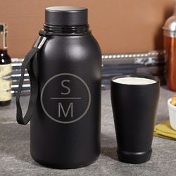 Portable 64 oz Personalized Growler with Travel Cup