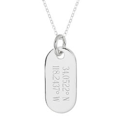 Personalized 2-Line Coordinate Petite Silver Tag