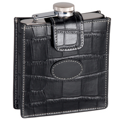Personalized Leather Croco Flask