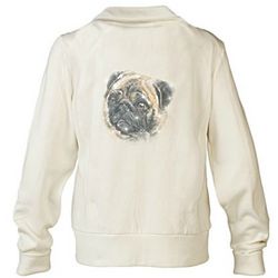 Pug Doggone Cute Embroidered Knit Jacket with Sequins