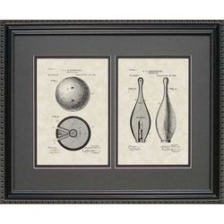 Framed 16x20 Bowling Ball and Pins Patent Art Print