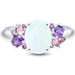Multi-Gemstone Lab-Created Opal Ring in Sterling Silver