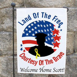 Personalized Land of the Free Because of the Brave Garden Flag