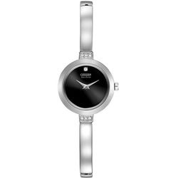 Stainless Steel Ladies Watch with Round Black Dial