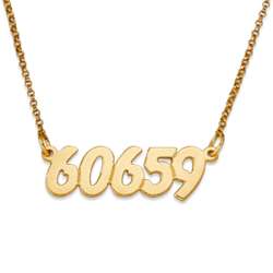 Gold Over Sterling Zip Code Necklace