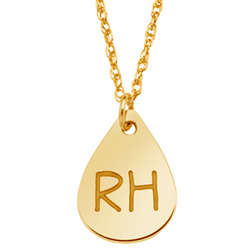Gold Over Sterling Teardrop Initials Necklace