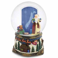 Santa Claus with Gifts Picture Frame Musical Snow Globe