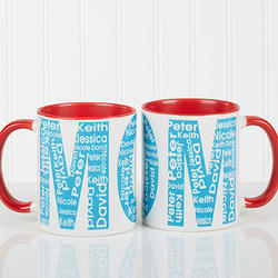 Personalized Repeating Names Red Coffee Mug for Her
