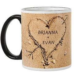 Heart in Sand Personalized Mug with Black Handle