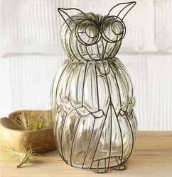 Wire and Recycled Glass Owl Decoration