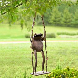 Giant Frog on a Swing Outdoor Decoration