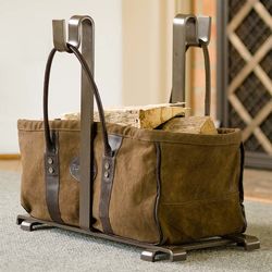 Heavy Duty Canvas Log Carrier with Leather Handles