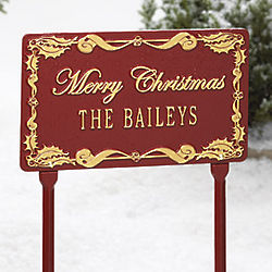 Merry Christmas Holly Border Rectangular Plaque