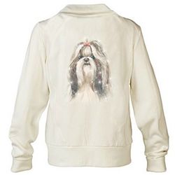 Shih Tzu Doggone Cute Embroidered Knit Jacket with Sequins
