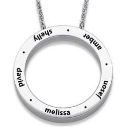 Stainless Steel Family Name Engraved Disc Necklace