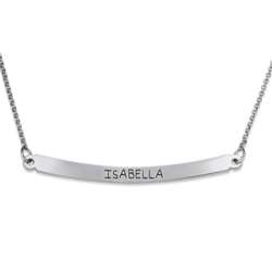 Sterling Silver Curved Bar Name Necklace