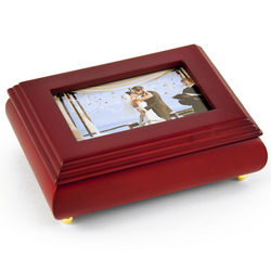 22 Note Brown Lacquered Photo Frame Musical Jewelry Box