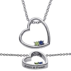 Silvertone Sisters and Friends Birthstone Heart Necklace