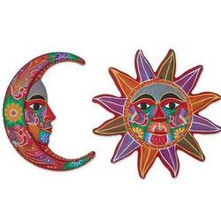 Festive Moon and Sun Ceramic Wall Art