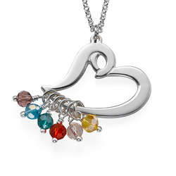 Silver Heart Birthstone Necklace
