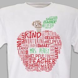 Teacher's Personalized Word-Art Apple T-Shirt