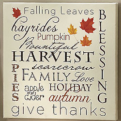 Harvest Words Art Canvas Print