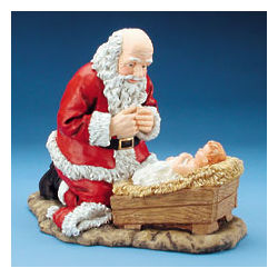 Kneeling Santa at the Manger Figurine