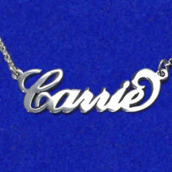 Double Thickness Silver "Carrie" Style Name Necklace