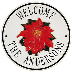 Personalized Round Poinsettia Plaque