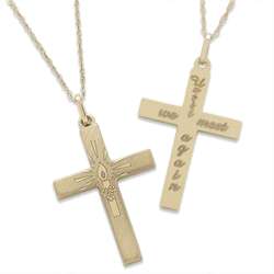 14K Gold Memorial Cross Necklace