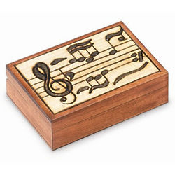Music Notes Wooden Trinket Box