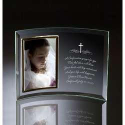 Personalized Holy Cross Curved Glass Vertical Photo Frame