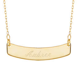 Gold Curved Name Bar Necklace