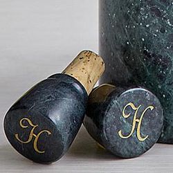 Personalized Green Marble Wine Stoppers