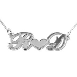 Personalized Silver Couples Heart Necklace