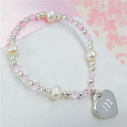 Personalized Little Girl's Heart Charm Bracelet