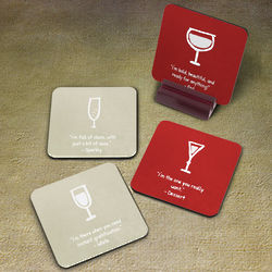 4 Personalized Wino Hardboard Coasters
