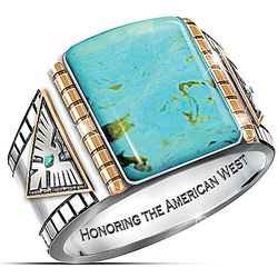 Men's Power of the West Turquoise Cabochon Thunderbird Ring