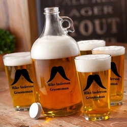 Personalized Printed Chin-Up Mustache Growler Set