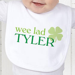 Born Lucky Four-Leaf Clover Personalized Irish Baby Bib