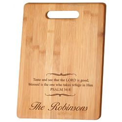 Personalized Psalms 34:8 Bamboo Cutting Board