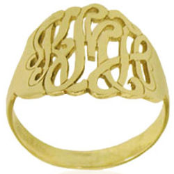 10k Yellow Gold Filigree Monogrammed Custom Name Ring