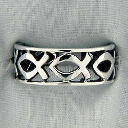 Sterling Silver Icthus Band Ring