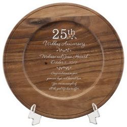 25th Anniversary Personalized Wooden Plate