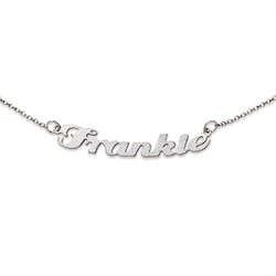 Sterling Silver Curved Satin Script Name Necklace
