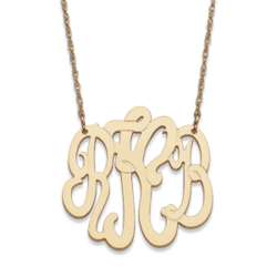 14K Yellow Gold 3-Initial Monogram Necklace