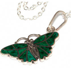Cajamarca Butterfly Chrysocolla and Silver Butterfly Necklace
