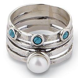 Lestrata Pearl and Turquoise Ring