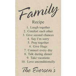 Personalized Family Recipe Canvas Sign